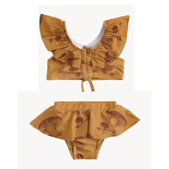 NWT Kate Quinn Ruffle Crop Swim Suit Set Bikini Clay Toadstool 3-6m - Picture 1 of 2
